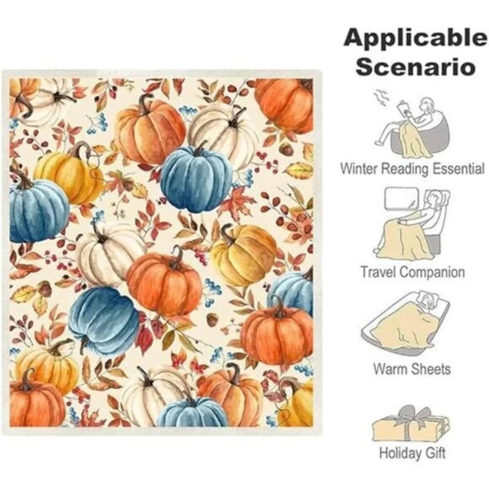 Fall Pumpkins Throw Blanket - Cozy‎ Autumn Fleece, 40